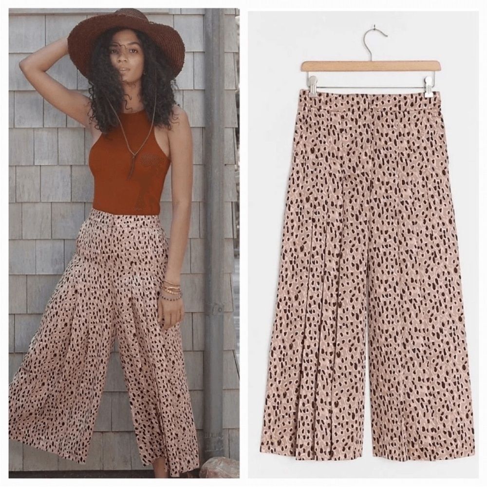 Anthropologie Isobel‎ Wide Leg Pleated Leopard Print Pants